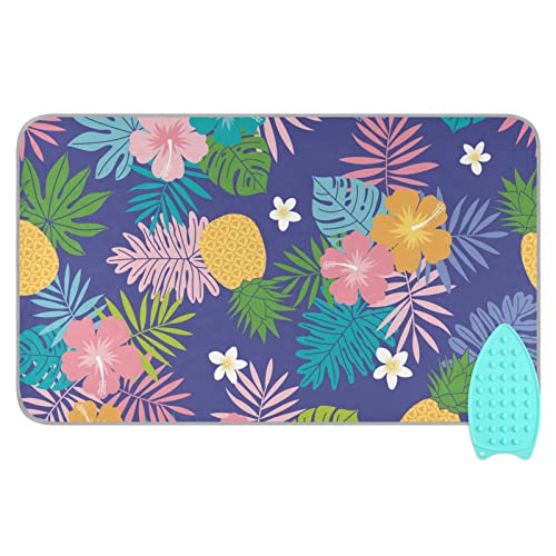 linqin Alfombrilla de planchado de viaje con almohadilla de silicona con flores de frutas tropicales, resistente al calor, funda portátil para tabla de planchar y almohadilla para secadora, lavadora,