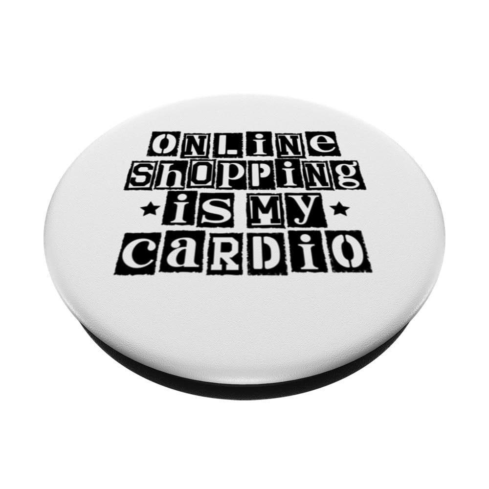 Online Shopping Cart Mall Shopper Shop E-commerce Shopaholic PopSockets Swappable PopGrip, Black - Image 2