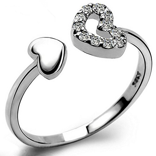 YAZILIND Joyas de Plata esterlina corazón diseño Anillo Ajustable para Las Mujeres