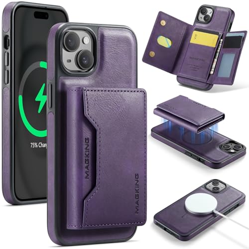 Étui portefeuille iPhone 15 antichoc avec porte-carte de crédit et blocage RFID amovible