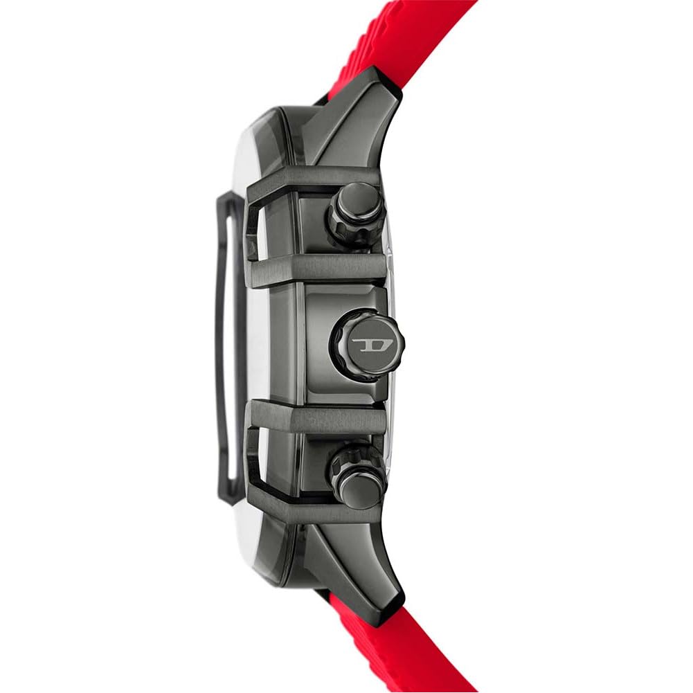Diesel Griffed Uhr für Männer, Quarz-Chronographenwerk mit Silikonarmband