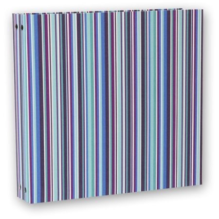 クラウンハート ポケットアルバム ストライプ柄 青系 504枚 中シート白 フォトフォルダーバインダーアルバム フォトアルバム 写真アルバム 大容量 増やせるリング式 【日本製】