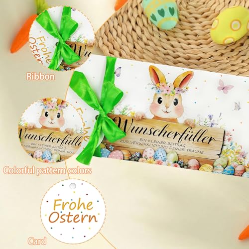 12 Stück Wunscherfüller Geldgeschenk Ostern Verpackung,Hase Kissenschachteln Geschenkbox,mit Lustigem Hasen Design,Geldgeschenkverpackung,Befüllen Ostergeschenke,Gutschein und Süßigkeiten Schachtel