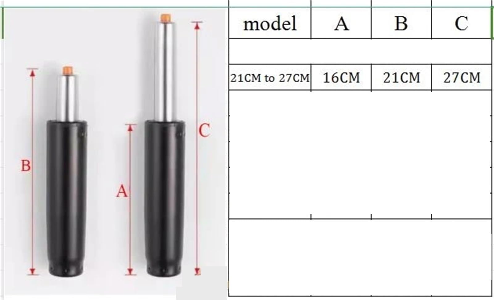 Sostituzione cilindro sedia Installazione facile Ascensore a gas Regolazione semplice Acciaio inossidabile da 27 cm for girevole