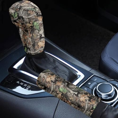 Yspwyqan Camo Hunting Auto Gear Shifts Knob Cover Handbrake Cover Set of 2 PCSNon-Slip Comfortable Car Interior Accessiores Universal Fit for Cars SUV