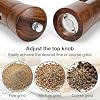 Set de Molinillos de Sal y Pimienta, 8 Pulgadas de Madera Sal y Pimienta Molinillos | Madera, Manual Recargable, con Cepillo, Bandeja y Cuchara, Grosor Ajustable, Madera Sólida, con Núcleo de Cerámica y Acero Inoxidable 8