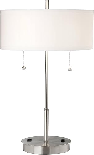 Miniatura 10 de 360 Lighting Nikola - Juego de 2 lámparas de mesa modernas de 23.5 pulgadas de alto con USB y toma de corriente alterna de estilo hotelero en base