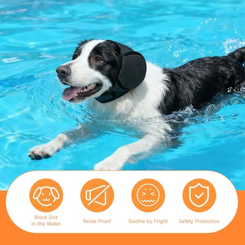 Ohrenschutz Hund, Geräuschreduzierung und Schutz Weiches Bequemes Verstellbare Haustiere Ohrenschützer, Hund Schwimmkappen für Angstlinderung Beruhigung (Grau/M)