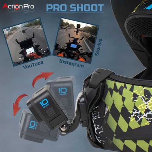 Image of Action Pro Helmet Chin Mount Strap Set Compatible with GoPro 13 /12 /11 /10 /9 /8 /7 /6 /5 /4, DJI Osmo, Insta360 & SJCAM| Adjustable Motorcycle Helmet Mount for Action Cameras & Smartphones (Pack of 2)