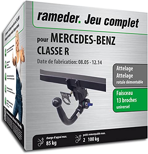 Attelage rotule démontable + Faisceau 13 Broches Compatible avec Mercedes-Benz Classe R (161481-05463-1-FR)