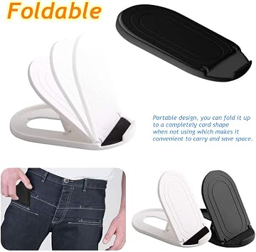 4 Pcs Foldable Cell Phone Stand, Oval Shaped Multi-Angle Universal Pocket Mobile Phone Holder, Portable Adjustable Desktop Holder Compatible with Tablets Smartphones Kindle (Black & White)
