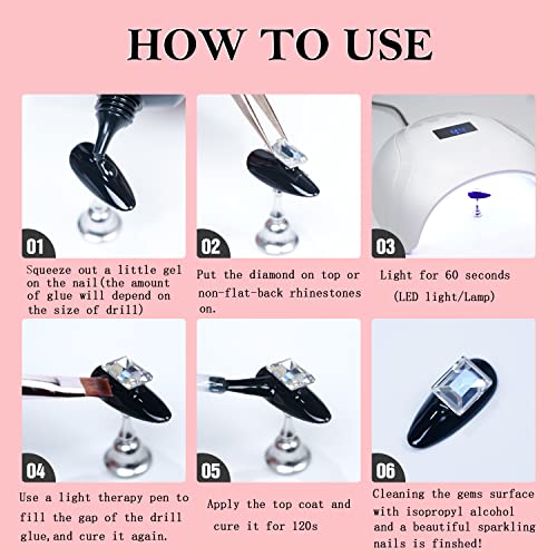 Nail Rhinestone Glue Gel 30G Curing Needed Uv Lamp Nail Gem Glue Super Strong Adhesive Nail Glue Gel For Nail Rhinestones Press On Nails Fake Nails Gems Diamonds Jewelry Gel Decoration With Nail File #TOP6