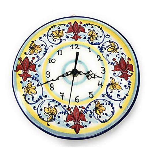 CERAMICHE D'ARTE PARRINI - Italian Ceramic Wall Clock Lily Red Hand Painted Made in ITALY Tuscan Art Pottery