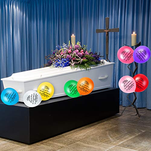 36 Pieces Colorful Release Memorial Balloons Remembrance Funeral Balloons With 2 Pieces White Ribbons For Celebration Of Life, Balloon Release, Funeral Decoration #TOP4