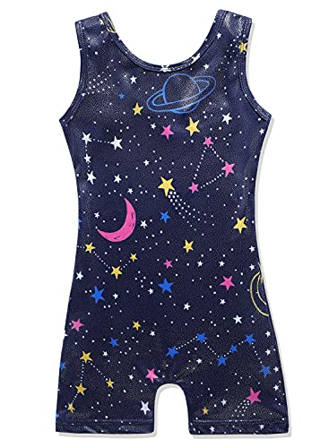 Image of HOZIY Gymnastics Leotards for Girls with Shorts Toddlers Biketards Rainbow Unicorn Dinosaur Mermaid Leopard Flower Galaxy