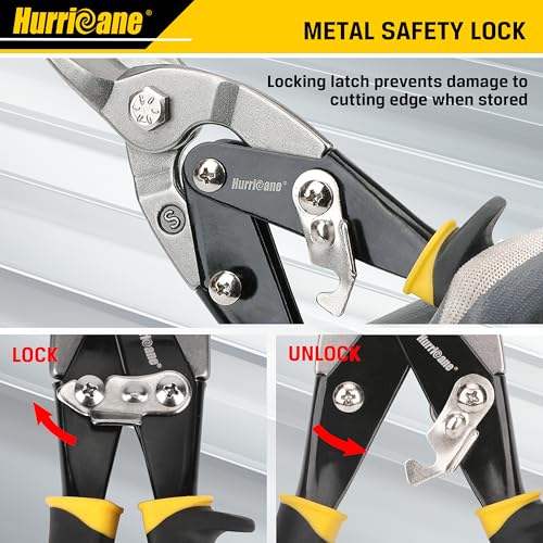 Hurricane 02-024 10 Inch Aviation Tin Snips, Heavy Duty Metal Cutter Shears For Cutting Sheet Metal, Straight Cut, Chrome Vanadium Steel thumb #2