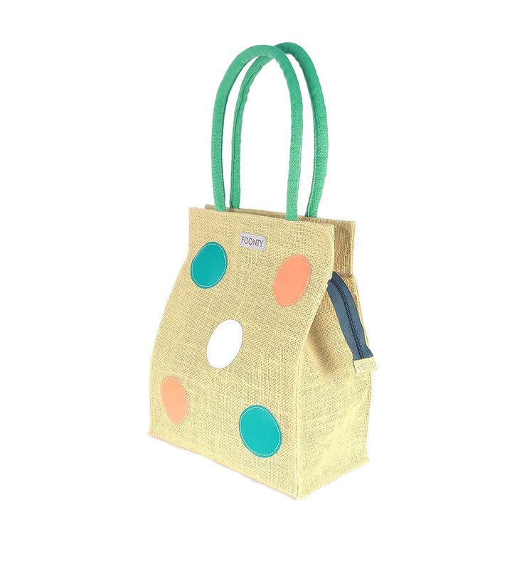 FOONTY Polka Popup Style Jute Lunch Bag Men and Women(Yellow,FSSS1901B) (B0BZQ33QVX) Amazon Price History, Amazon Price Tracker