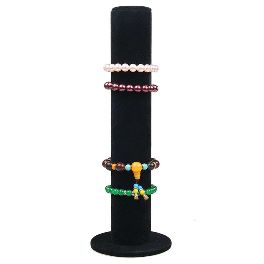 Teensery Vertical Tower Scrunchie Holder Stand T-Bar Display Organizer for Jewelry Bracelet Hair Band (Velvet-Black)