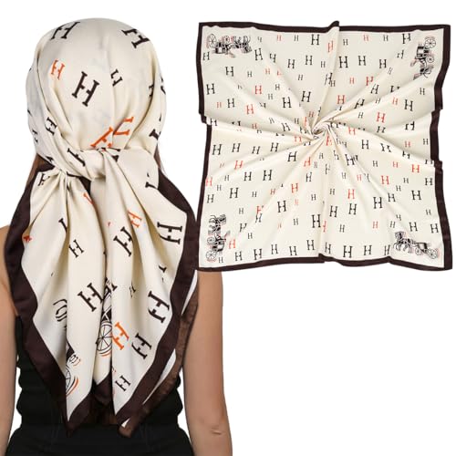 EXTREE Women's 35 inch Fashion Headscarf Silk Satin Scarf for Hair Wrapping at Night Bandana Square Scarf for Sleeping