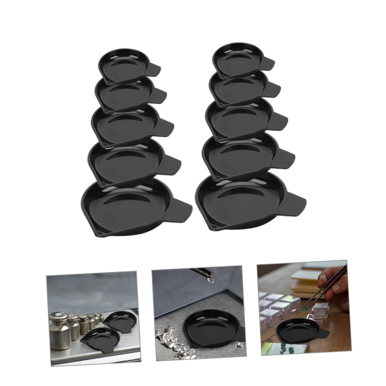 FUNOMOCYA 10 Pcs Electronic Weighing Pan Weighing Pan Tray for Powder Plastic Weighing Dish Weighing Pan for Powder Weighing Tray Weighing Dish for Powder Plastic Weighing Boat Black Pp