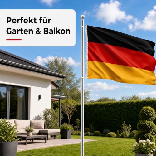 FLAGLY Deutschland Flagge 90 x 150 cm – wetterfest & UV-beständig – reißfestes Fahnenpolyester mit stabilen Ösen – ideal für Garten, Balkon & Events, Deutschlandflaggen