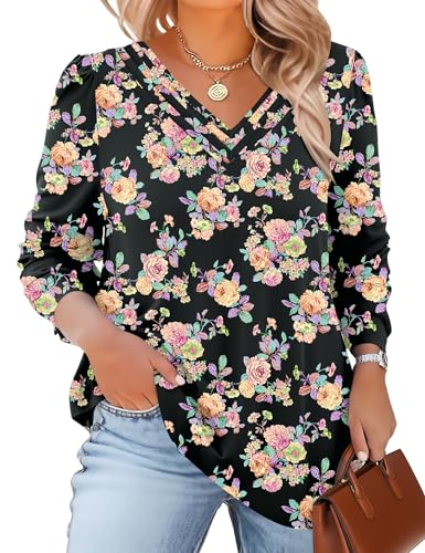 GEHENG Women's V-Neck Elbow Sleeve T-Shirt – Loose Fit Casual Top In Summer Colors – Trendy 2024 Blouse Tee - View #7