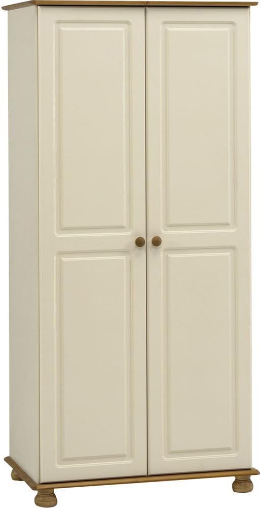 PICADILLY - Solid Wood 2 Door Double Wardrobe - Cream / Pine