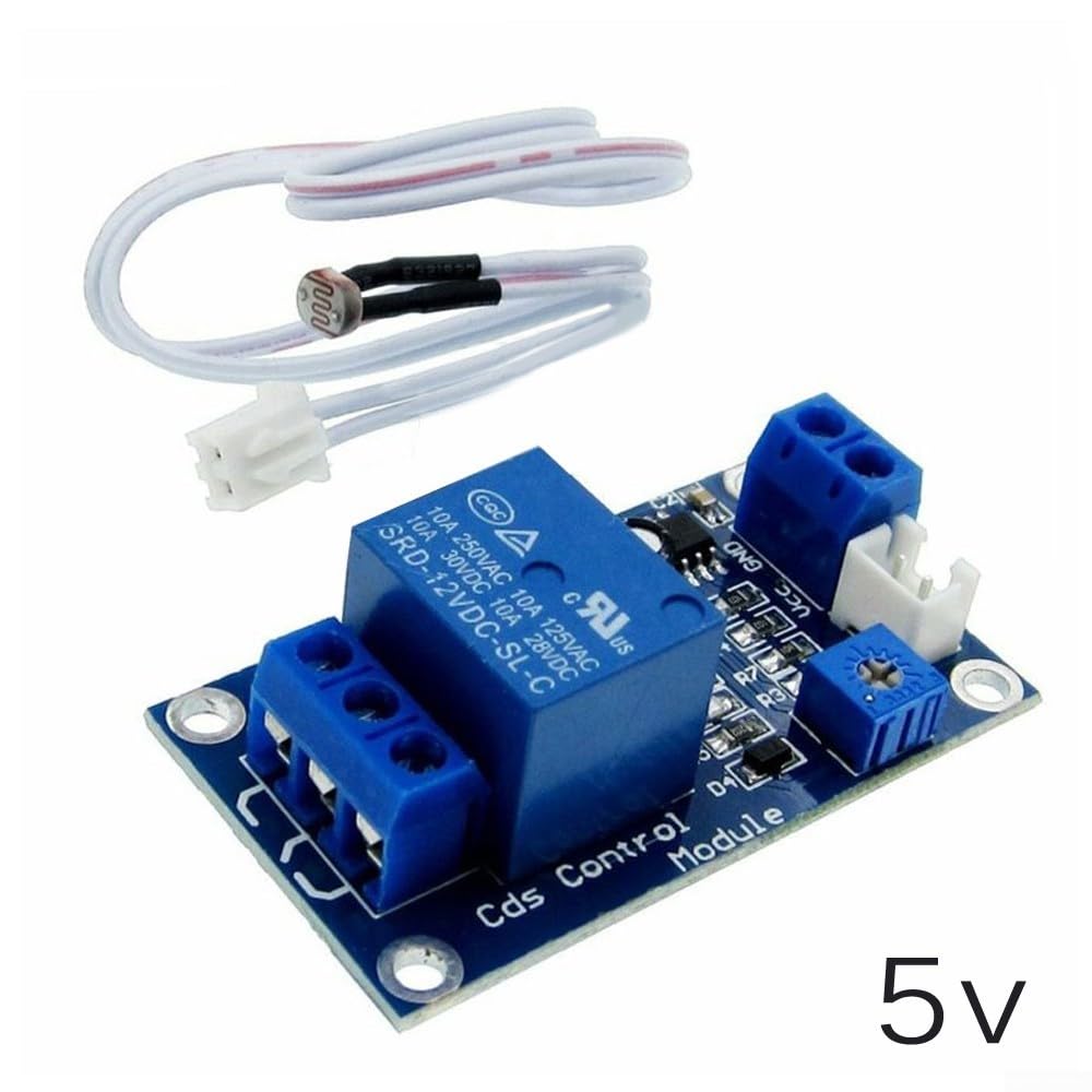 XH-M131 Scheda modulo sensore di luce per relè, ingresso a doppia tensione 5V/12V, resistore fotosensibile per Arduino, sensibilità regolabile, blu (5 V)