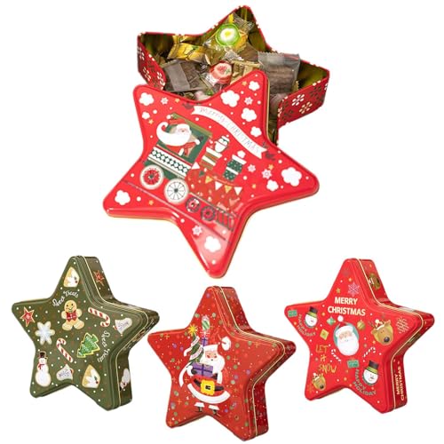 Genérico Latas Para Galletas Navideñas,4 Piezas Botes De Almacenamiento Para Golosinas | Grandes Cajas De Dulces Navideños - Para Chocolates Caramelos Alimentos Año Nuevo Halloween Fiestas