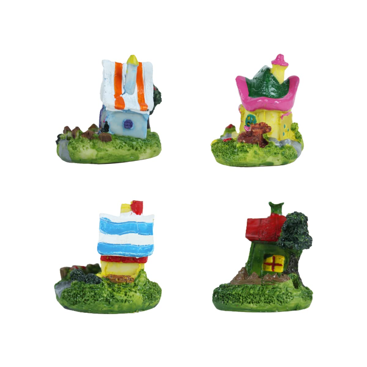 Wonderland (4 Pc/Set Colourful Houses Bonsai Miniature for Landscape Decoration,Plants (Tray Gardening, Miniature Toys) 4