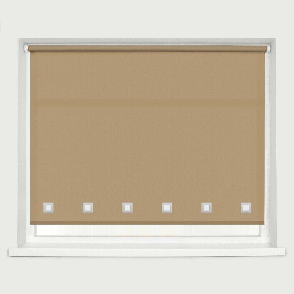 Square Eyelet Light Filtering Roller Blinds, Cappuccino (W 114cm x H 165cm)