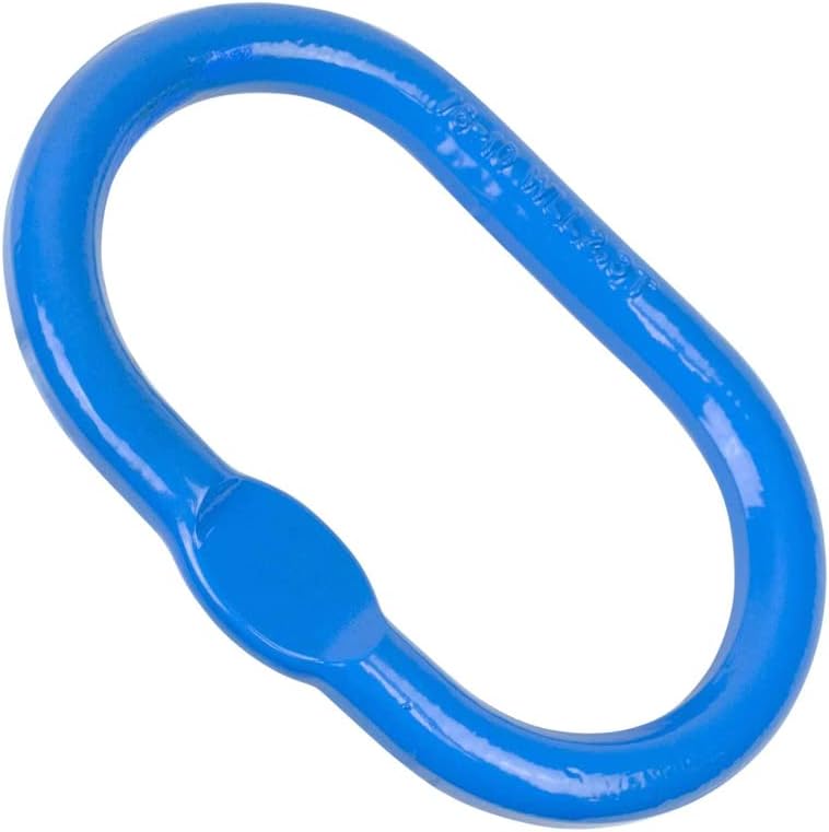 Mytee Products (2 Pack 7/8 Inch Oblong Master Link for Chain & Wire Rope, Grade 100 - WLL 16,700 Lbs (7.6 Tons), Blue - 4:1 Safety Factor - Alloy Steel, Heavy-Duty, Oval Master Link Ring for Lifting
