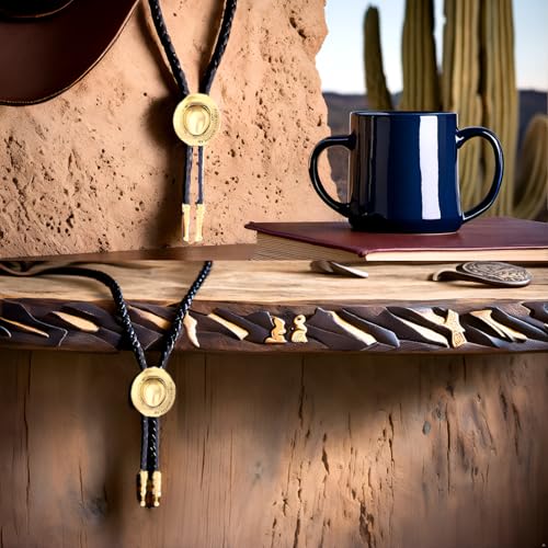 Image of Cowboy Bolo Tie for Men, Vintage Cow Skull Bolo Tie Necklace Native American Necktie for Men Women