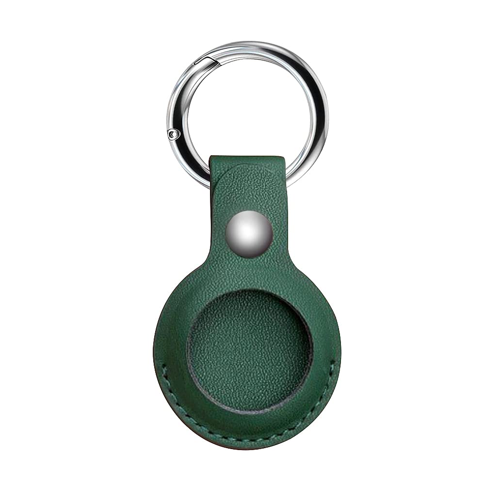 AirTag Leather Key Ring Anti-Lost Leather Case for AirTag Protective Case Cover with Keychain Anti-Scratch Tracker Holder Cases Cover Protector Air Tags for Dogs Keys Backpacks