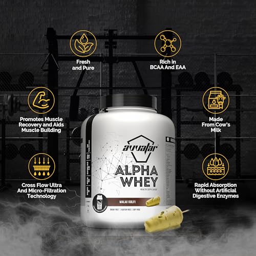 Image of avvatar ALPHA WHEY PROTEIN | 2Kg | Malai Kulfi Flavour | 25g Protein | 50 Servings