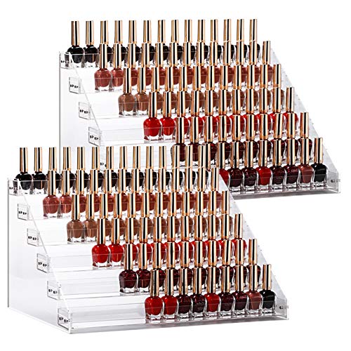2 Pcs 6 Layers Clear Acrylic Nail Polish Organizer Display Rack Sunglasses Organizer Essential Oil Stand Holder Jewelry Makeup Organizer