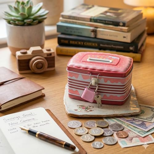 Image of Sajani Cute Cartoon Creative Portable Piggy Bank, Money Saving Box with Combination Lock, Mini Coin Bank Gifts for Boys and Girls, Best Return Gifts for Kids (Pack of 1) (Sandwich - Pink)