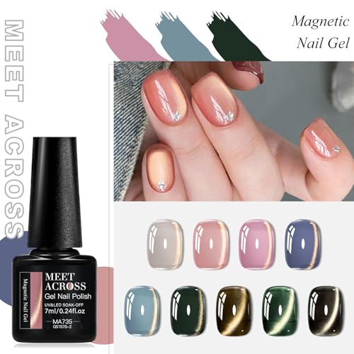 Set de 12 esmaltes gel cat eye nude con imán miniatura 5