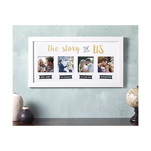 Kate & Milo 95118 Fotorahmen, Hochzeitscollage, mit englischer Aufschrift "The Story of Us", als Andenken, zur Verlobung, Brautparty oder als Hochzeitsgeschenk für Paare, Weiß – Bild 4