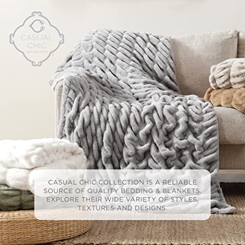 Casual Chic Lapin Ultra Fine Faux Fur Throw Blanket - Luxurious, Chic, Soft And Cozy 400 Gsm Microfiber Blanket For Couch And Bed - 50” X 60” (Gray) #TOP5