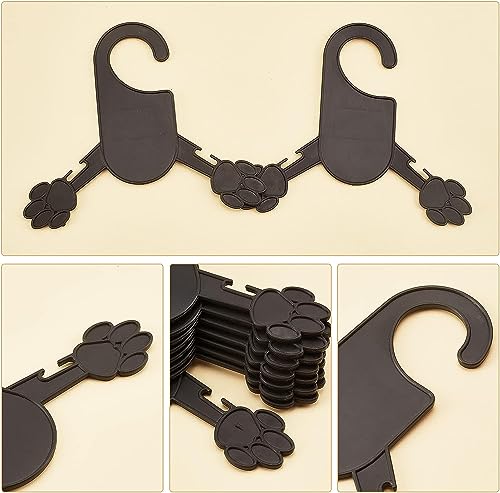20 Schwarze Haustier-Kleiderbügel, 12,7 x 17,8 cm & 15,2 x 17,8 cm, Niedliche Hundepfotenform, Kunststoff-Kleiderständer für Babys, Hunde, Katzen, Kleiner Mantel
