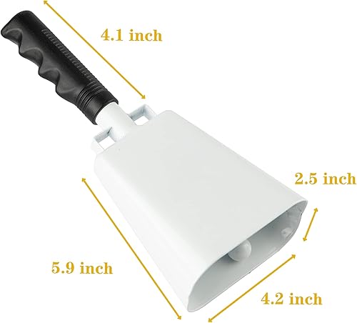 Miniatura 9 de Campana de vaca de acero con asa, campanas de animación y fabricantes de ruido fuerte, campanas de mano para eventos deportivos, juegos de fútbol,