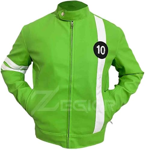 Chaqueta de cuero verde Ben-10 para hombre, tallas XXS-4XL