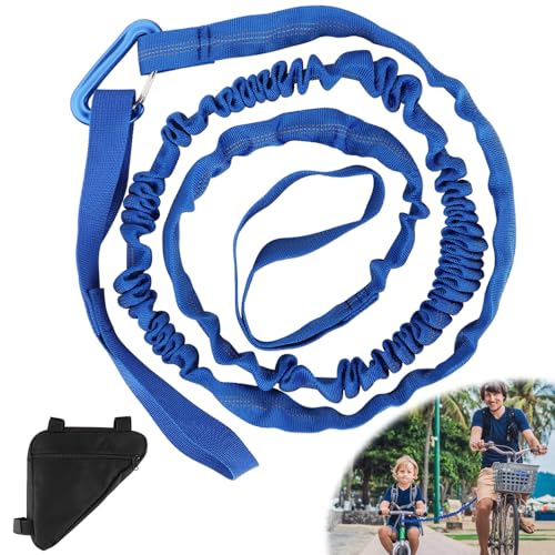 CLIUNT Abschleppseil Fahrrad Kinder, Fahrrad Abschleppseil Kinder, Fahrrad Bungee Abschleppseil, mit Dreiecktasche, Tragfähigkeit 500lbs, Blau