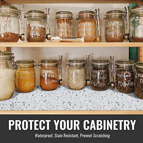 Ray Star Shelf Liners For Kitchen Cabinets Non-Adhesive, 18 Inch X 8 Feet Trimmable Terrazzo White Shelf Liner Vanity Liner Non Slip Cabinet Liner Waterproof Cupboard Pantry Liner Marble Print #TOP2