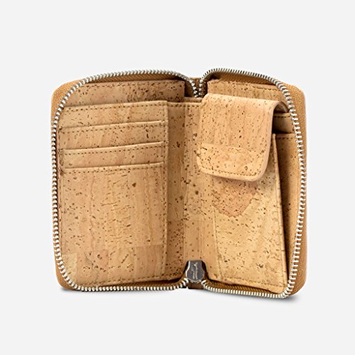 Image of Corkor Small Wallet Women RFID Blocking Cards Coin Pocket Vegan Gift Cork Clutch Zebra