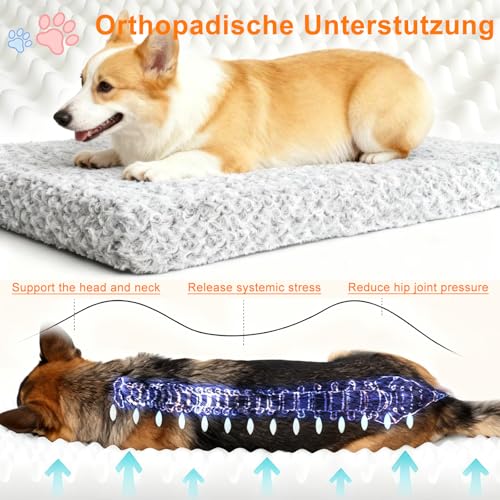 NWIWI Orthopädisches Hundebett 90x70x8cm Mittelgroß Hunde Waschbar Hundedecke Memory Foam Katzenbett Hundebett Hundekissen Grosse Hunde Anti-Rutschboden Hundematte-Gray