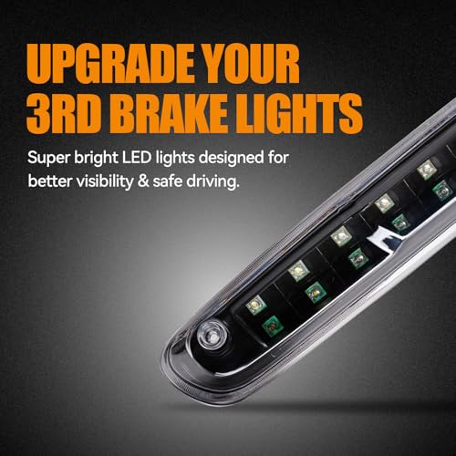 Image of Third 3rd Brake Light, LED High Mount Stop Light for 2007-2013 Chevy Silverado /GMC Sierra 1500 2500HD 3500HD, Rear Center Cab Roof Tail Cargo Lamp, Clear Lens