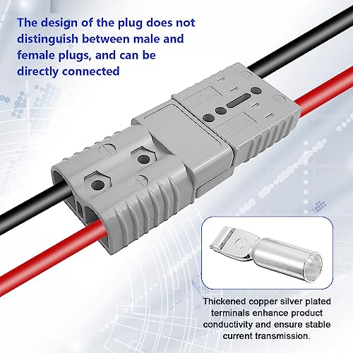 2 Stück Praktischer Schneller Kabelstecker, 120A Hochstrom Kabelverschraubung, Batterieanschluss für Schnellanschluss, für Auto, Wohnwagen, Wohnmobil (grau)