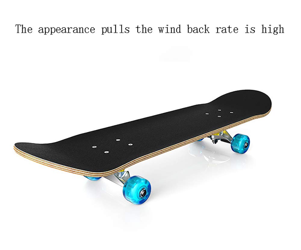 Skateboard Completo, Maple Wood Tabla de monopatín Carga 220 LB, PU Alta Velocidad Mute Rueda+ABEC-7Rodamientos 30 * 8in, para Adultos y niños,